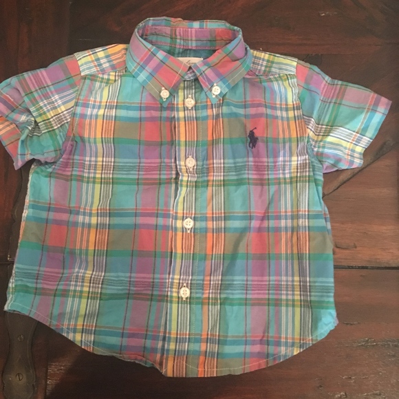 Ralph Lauren Plaid, Short Sl, Button-up Shirt 9m - Picture 1 of 3